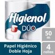 PAPEL HIGIENICO HIGIENOL DOBLE HOJA DUO 4X50 mt ( u x b 8)