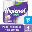 PAPEL HIGIENICO HIGIENOL MAX PLUS 4X80 mt ( u x b 10)